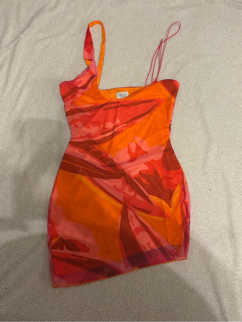 Oh Polly Orange & Pink Asymmetrical Bodycon Dress